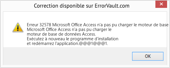 Download Error Erreur 32578 (Microsoft Office Access n'a pas pu charger le moteur de base de données Access) Repair Tool Fix Microsoft Office Access n'a pas pu charger le moteur de base de données Access (Error Erreur 32578)