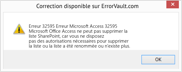 Fix Erreur Microsoft Access 32595 (Error Erreur 32595)