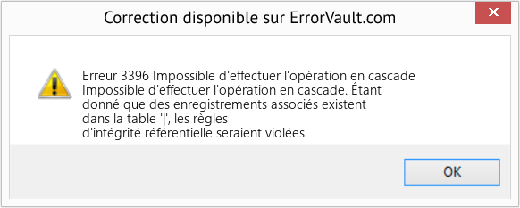 Fix Impossible d'effectuer l'opération en cascade (Error Erreur 3396)