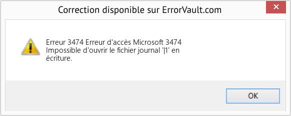 Fix Erreur d'accès Microsoft 3474 (Error Erreur 3474)
