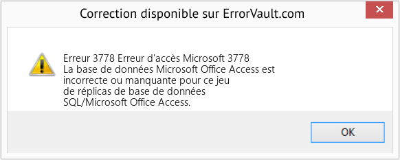 Fix Erreur d'accès Microsoft 3778 (Error Erreur 3778)