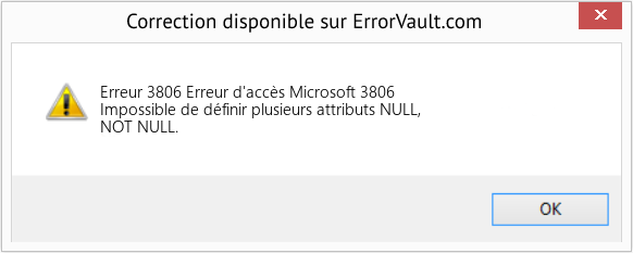 Fix Erreur d'accès Microsoft 3806 (Error Erreur 3806)