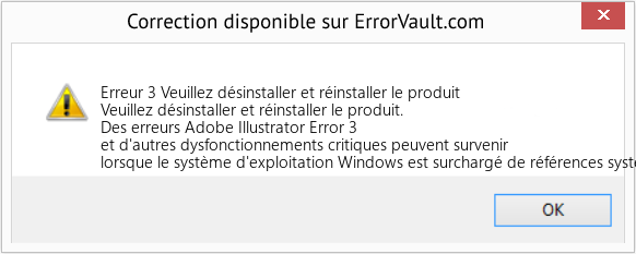 Fix Veuillez désinstaller et réinstaller le produit (Error Erreur 3)