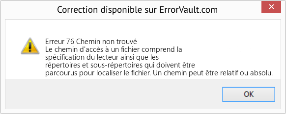Fix Chemin non trouvé (Error Erreur 76)