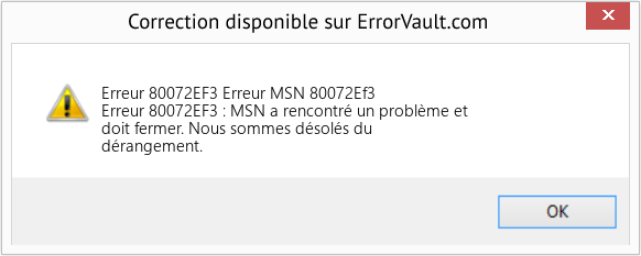 Fix Erreur MSN 80072Ef3 (Error Erreur 80072EF3)
