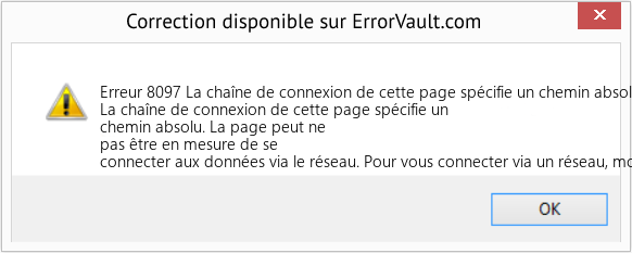 Download Error Erreur 8097 (La chaîne de connexion de cette page spécifie un chemin absolu) Repair Tool Fix La chaîne de connexion de cette page spécifie un chemin absolu (Error Erreur 8097)