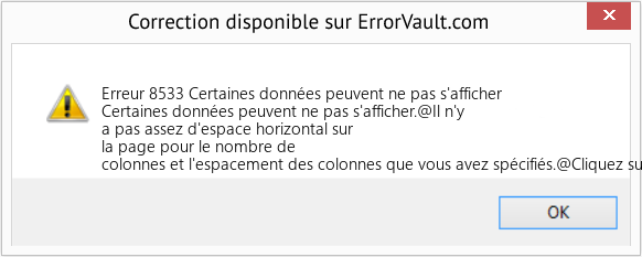 Fix Certaines données peuvent ne pas s'afficher (Error Erreur 8533)