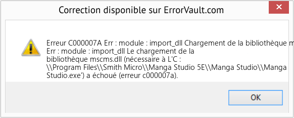 Fix Err : module : import_dll Chargement de la bibliothèque mscms.dll (Error Erreur C000007A)