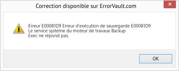 Fix Erreur d'exécution de sauvegarde E00081D9 (Error Erreur E00081D9)