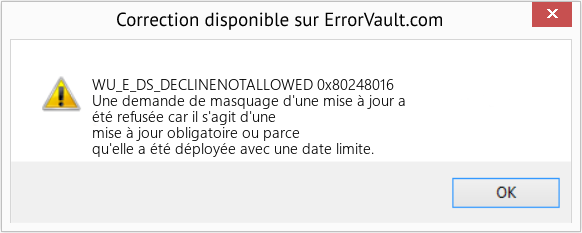 Fix 0x80248016 (Error WU_E_DS_DECLINENOTALLOWED)