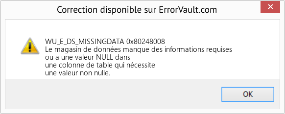 Fix 0x80248008 (Error WU_E_DS_MISSINGDATA)