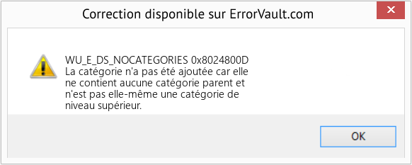 Fix 0x8024800D (Error WU_E_DS_NOCATEGORIES)