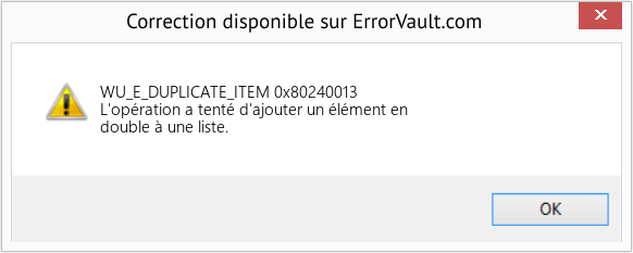 Fix 0x80240013 (Error WU_E_DUPLICATE_ITEM)