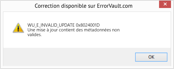 Fix 0x8024001D (Error WU_E_INVALID_UPDATE)