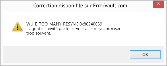 Fix 0x80240039 (Error WU_E_TOO_MANY_RESYNC)