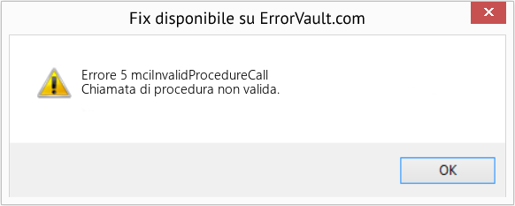 Fix mciInvalidProcedureCall (Error Errore 5)