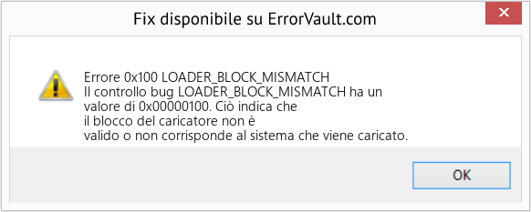 Fix LOADER_BLOCK_MISMATCH (Error Errore 0x100)