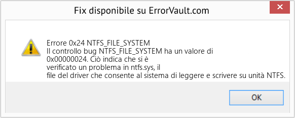 Fix NTFS_FILE_SYSTEM (Error Errore 0x24)