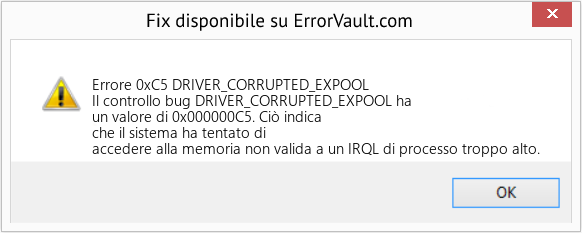 Fix DRIVER_CORRUPTED_EXPOOL (Error Errore 0xC5)