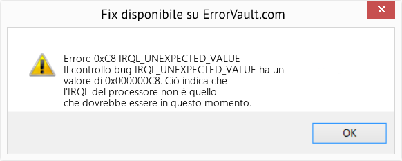 Fix IRQL_UNEXPECTED_VALUE (Error Errore 0xC8)
