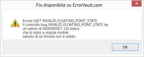 Fix INVALID_FLOATING_POINT_STATE (Error Errore 0xE7)