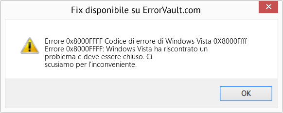 Download Error <?php echo $number; ?> (Codice di errore di Windows Vista 0X8000Ffff) Repair Tool Fix Codice di errore di Windows Vista 0X8000Ffff (Error Codee 0x8000FFFF)