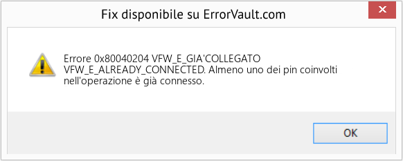 Fix VFW_E_GIA'COLLEGATO (Error Codee 0x80040204)