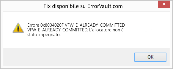 Fix VFW_E_ALREADY_COMMITTED (Error Codee 0x8004020F)