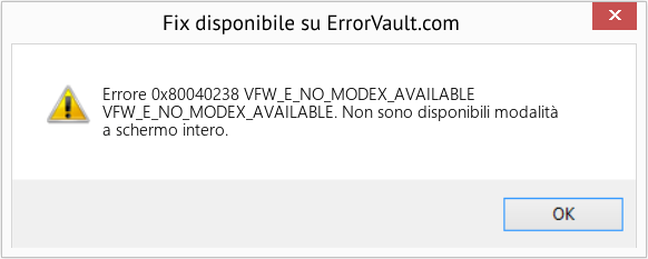 Fix VFW_E_NO_MODEX_AVAILABLE (Error Codee 0x80040238)
