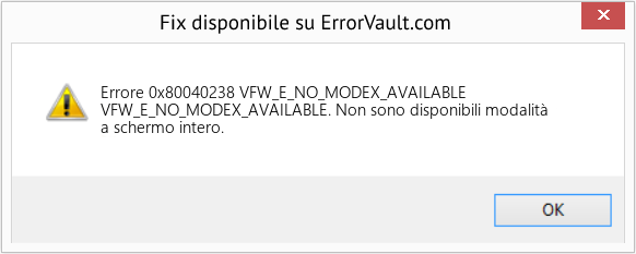 Download Error <?php echo $number; ?> (VFW_E_NO_MODEX_AVAILABLE) Repair Tool Fix VFW_E_NO_MODEX_AVAILABLE (Error Codee 0x80040238)