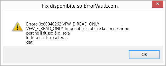 Fix VFW_E_READ_ONLY (Error Codee 0x80040262)