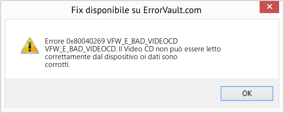 Download Error <?php echo $number; ?> (VFW_E_BAD_VIDEOCD) Repair Tool Fix VFW_E_BAD_VIDEOCD (Error Codee 0x80040269)