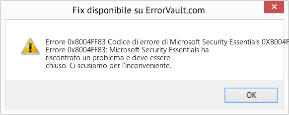 Fix Codice di errore di Microsoft Security Essentials 0X8004Ff83 (Error Codee 0x8004FF83)