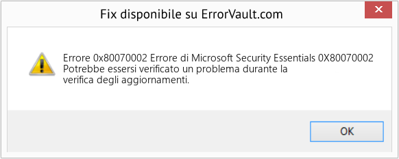 Fix Errore di Microsoft Security Essentials 0X80070002 (Error Codee 0x80070002)