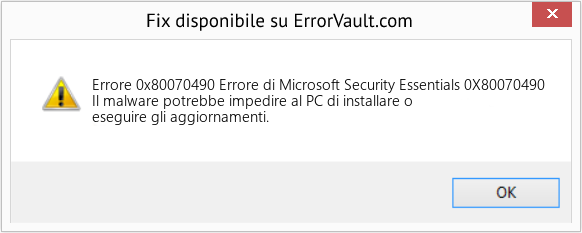 Fix Errore di Microsoft Security Essentials 0X80070490 (Error Codee 0x80070490)