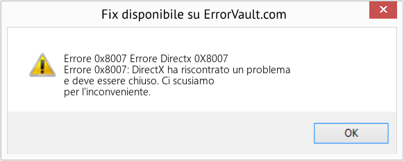 Fix Errore Directx 0X8007 (Error Codee 0x8007)