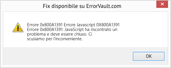 Fix Errore Javascript 0X800A1391 (Error Codee 0x800A1391)