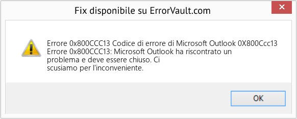 Fix Codice di errore di Microsoft Outlook 0X800Ccc13 (Error Codee 0x800CCC13)