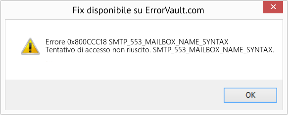 Fix SMTP_553_MAILBOX_NAME_SYNTAX (Error Codee 0x800CCC18)