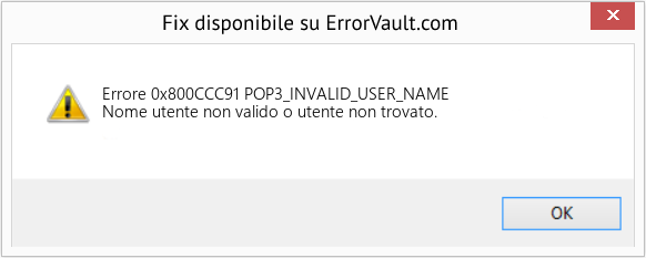 Download Error <?php echo $number; ?> (POP3_INVALID_USER_NAME) Repair Tool Fix POP3_INVALID_USER_NAME (Error Codee 0x800CCC91)