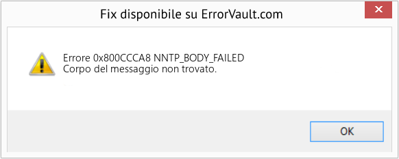 Fix NNTP_BODY_FAILED (Error Codee 0x800CCCA8)