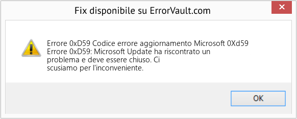 Fix Codice errore aggiornamento Microsoft 0Xd59 (Error Codee 0xD59)