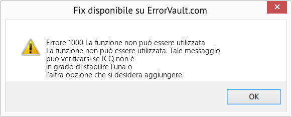 Fix La funzione non può essere utilizzata (Error Codee 1000)