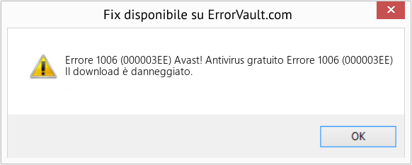 Fix Avast! Antivirus gratuito Errore 1006 (000003EE) (Error Codee 1006 (000003EE))