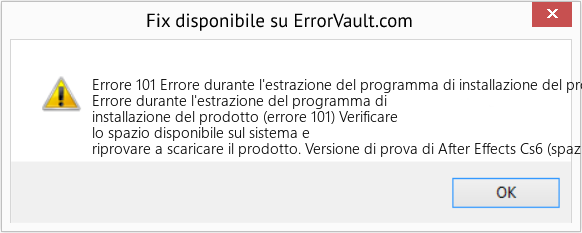 Fix Errore durante l'estrazione del programma di installazione del prodotto (errore 101) Verificare lo spazio disponibile sul sistema e riprovare a scaricare il prodotto (Error Codee 101)