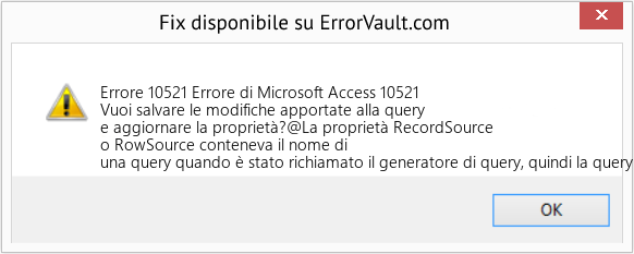 Fix Errore di Microsoft Access 10521 (Error Codee 10521)