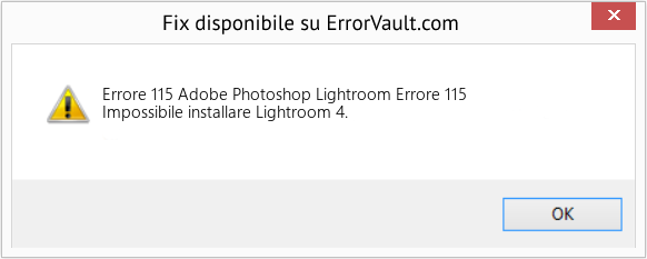 Fix Adobe Photoshop Lightroom Errore 115 (Error Codee 115)