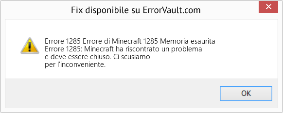 Fix Errore di Minecraft 1285 Memoria esaurita (Error Codee 1285)