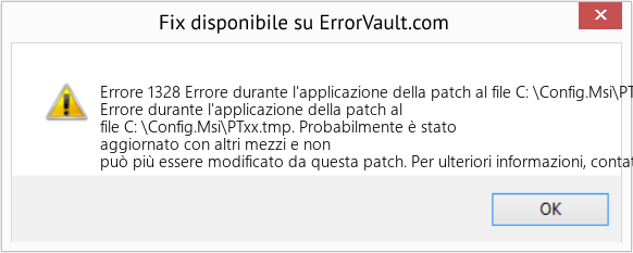 Fix Errore durante l'applicazione della patch al file C: \Config.Msi\PTxx.tmp (Error Codee 1328)