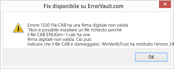 Fix File.CAB ha una firma digitale non valida (Error Codee 1330)